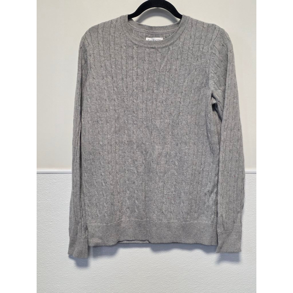 Women's Kim Rogers Gray Cable‎ Knit Crew Neck Sweater Size L